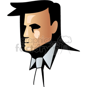 Clipart image of a man's face in a suit, stylized with bold lines and shading.