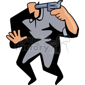 A stylized illustration of a person holding a gun to their own head, conveying a sense of distress or desperation.