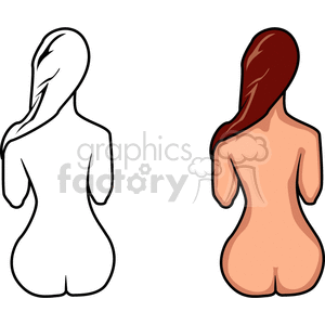 Female Silhouette - Outline and Colored Versions