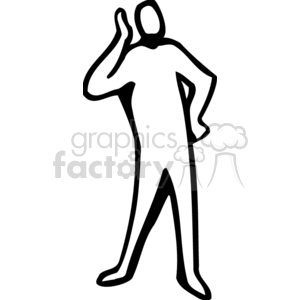 Silhouette of a person in a listening pose with hand cupping ear.