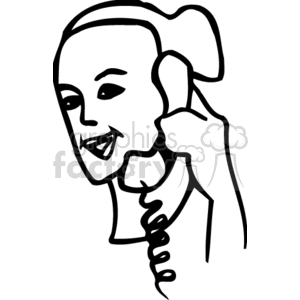 Woman Talking on Phone Line Art