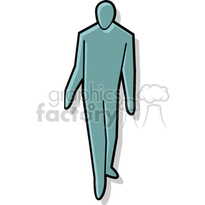 Clipart image of a teal silhouette of a person walking.