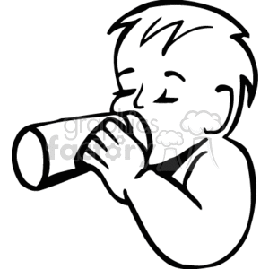Child with its eyes closed drinking a Bottle
