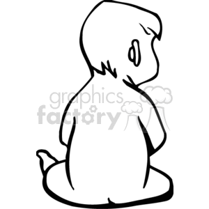 Clipart image of a baby sitting and looking away.