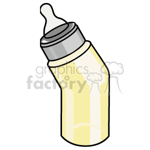 Clipart image of a baby bottle with a yellow liquid inside.