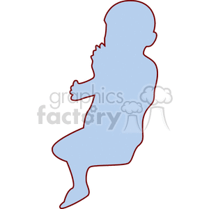 A blue silhouette of a baby outlined in red.