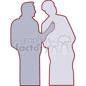 A Silhouette of Two People having a Discussion
