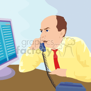 A Man Looks Mad on the Phone While Looking at a Computer Screen