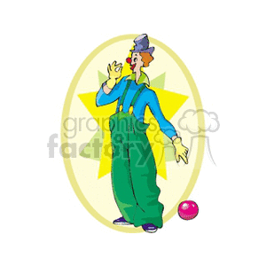 Colorful Circus Clown with Star Background