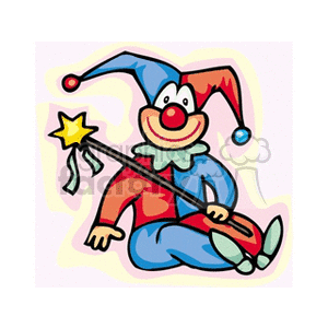 Colorful Circus Clown Cartoon with Jester Hat