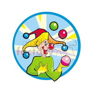 Circus Clown Juggling Colorful Balls