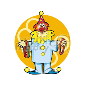 Colorful Circus Clown with Juggling Rings