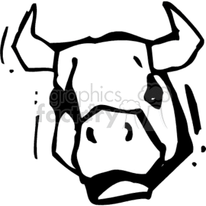 A Black and White Face of A Bull