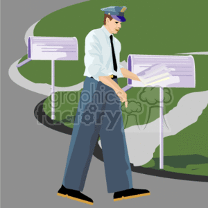 A Mailman Walking to the Mailboxes