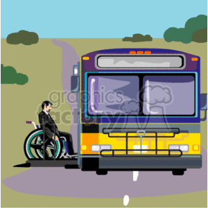 A Bus Stopped to Pick up a Man in a Wheelchair