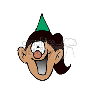 Cartoon Girl with Party Hat Smiling