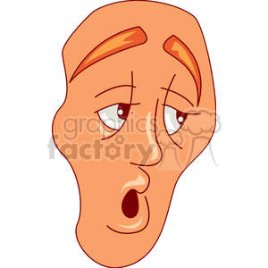 A stylized cartoon face with exaggerated features, including wide eyes, raised eyebrows, and an open mouth. The expression suggests surprise or curiosity.