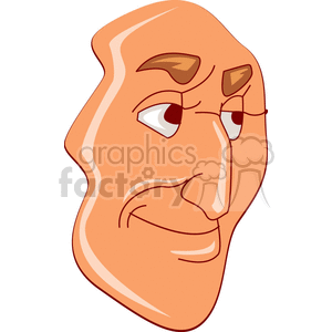 Illustrated cartoon face of a man with a grin.