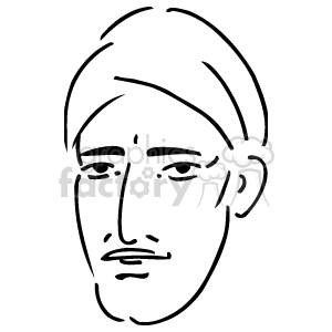 Line Drawing of Person Wearing Turban