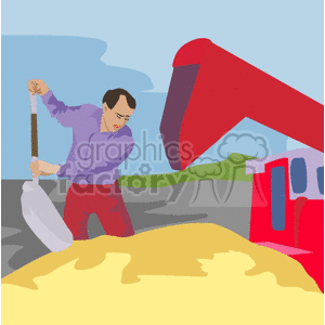 Farmer Working with Tractor and Hay