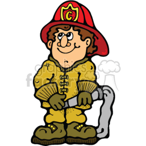 Fireman holding a water hose