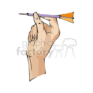 Clipart image of a hand holding a dart.