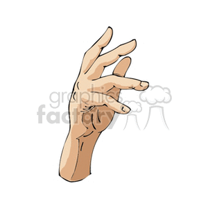 Clipart image of a human hand with fingers slightly bent.