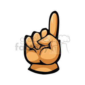 A clipart image of a hand with the index finger pointing upwards.