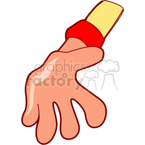 Illustrated clipart of an animated hand with a red cuff.