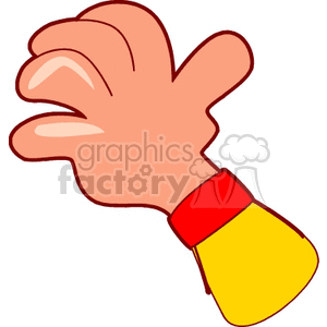 A clipart image of a cartoon-style hand with a thumb extended, wearing a yellow sleeve.