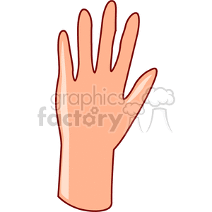 Clipart illustration of a human hand with an open palm.