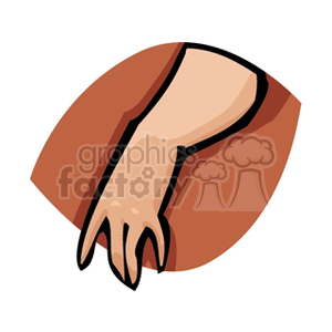 Clipart illustration of a stylized human hand positioned over a brown background.