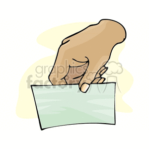 Illustration of a hand holding a blank card.