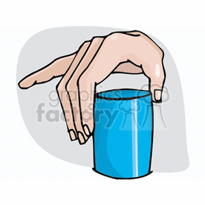 Hand Holding a Blue Cup