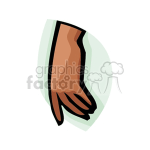 Illustration of a brown glove on a hand.