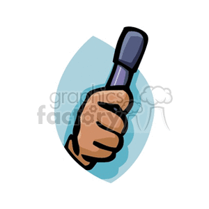 Illustration of a hand holding a microphone.