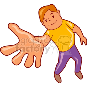 Cartoon Person Reaching Out with Hand