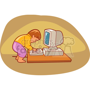 A toddler on a computer