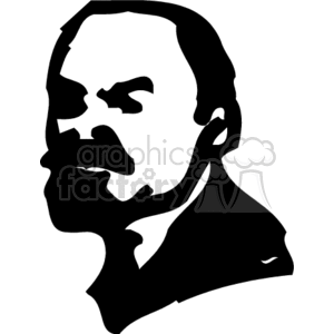 Black and white clipart of a man's head profile with a mustache.