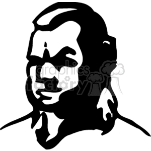 Stylized black and white clipart of a man with long hair.