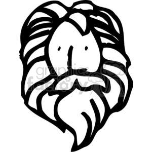 Black and white clipart of a stylized face with a beard and long hair.