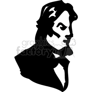 Silhouette of a man's face in clipart style, featuring sharp edges and a side profile.