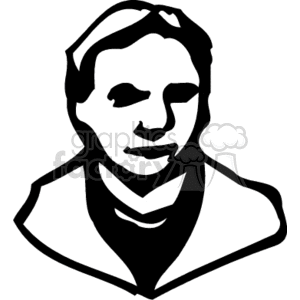 Black and white clipart image of a man's face and shoulders.