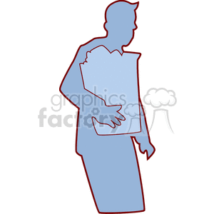 Silhouette of a man holding a grocery bag.