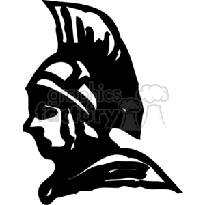 Silhouette of a Trojan warrior in profile wearing a traditional helmet.