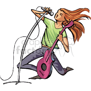 Rock Singer Playing Guitar Illustration