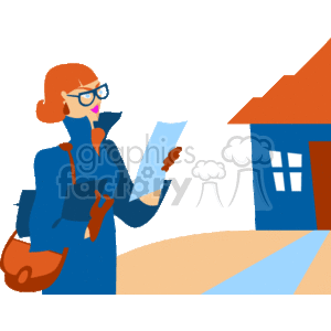   The clipart image shows a stylized female real estate agent or realtor. She