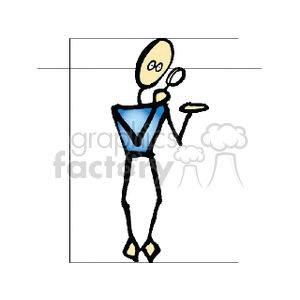 A stick figure person holding a magnifying glass, appearing to examine something.