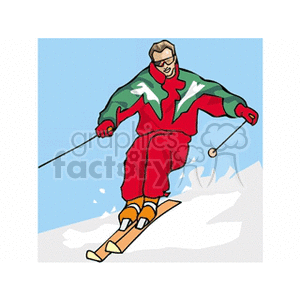 Skier in a red suit
