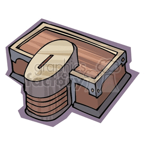 Clipart image of a wooden donation box with a coin slot, often used in religious or charitable settings.